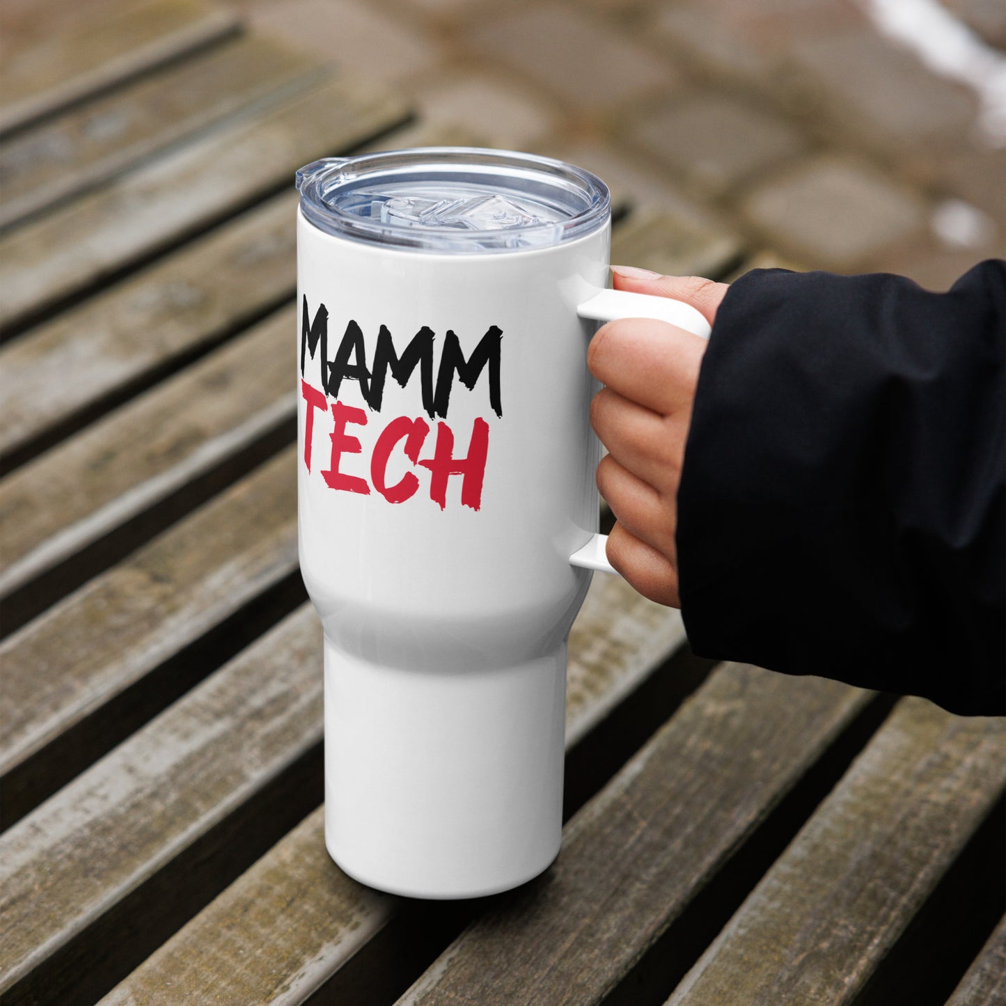 Mammography Tech - Black/Red Travel mug with a handle 25 oz