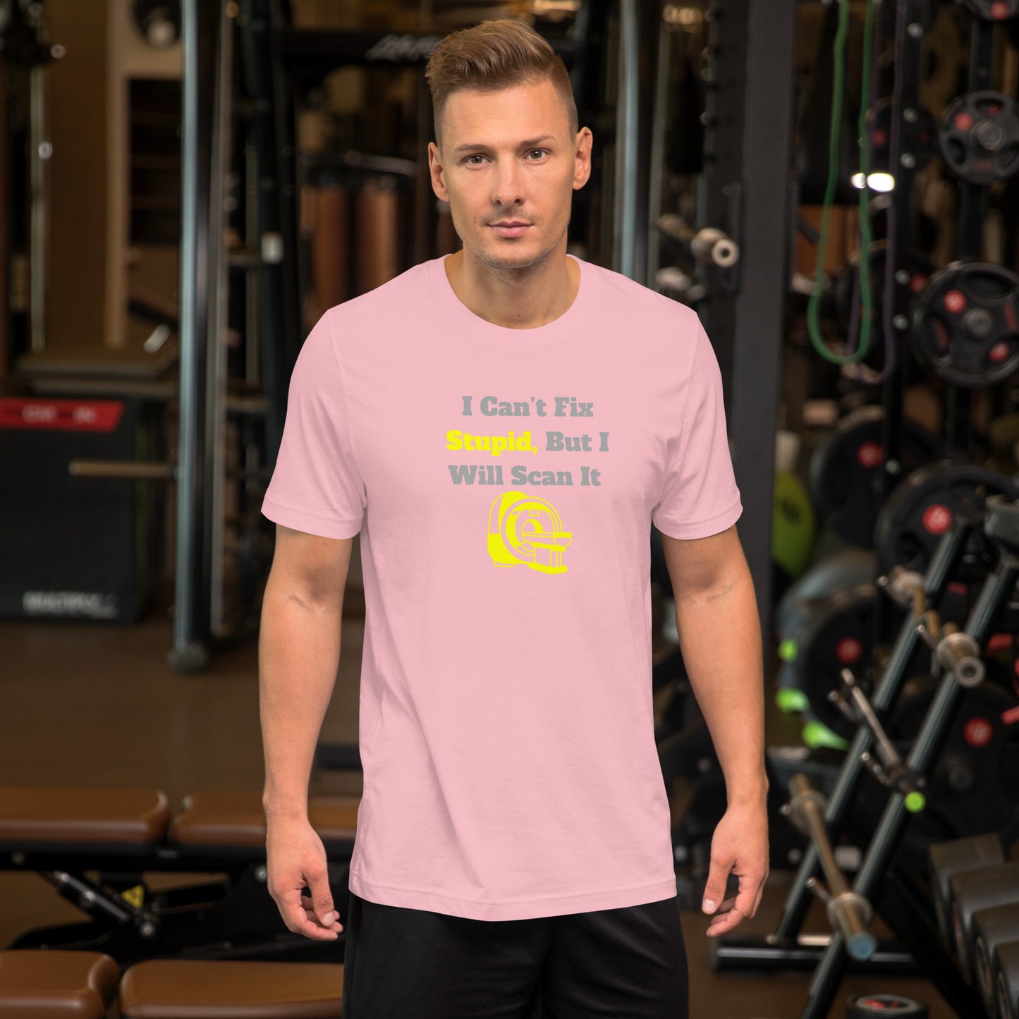 I Can't Fix Stupid But Will Scan It - MRI Yellow - Unisex t-shirt