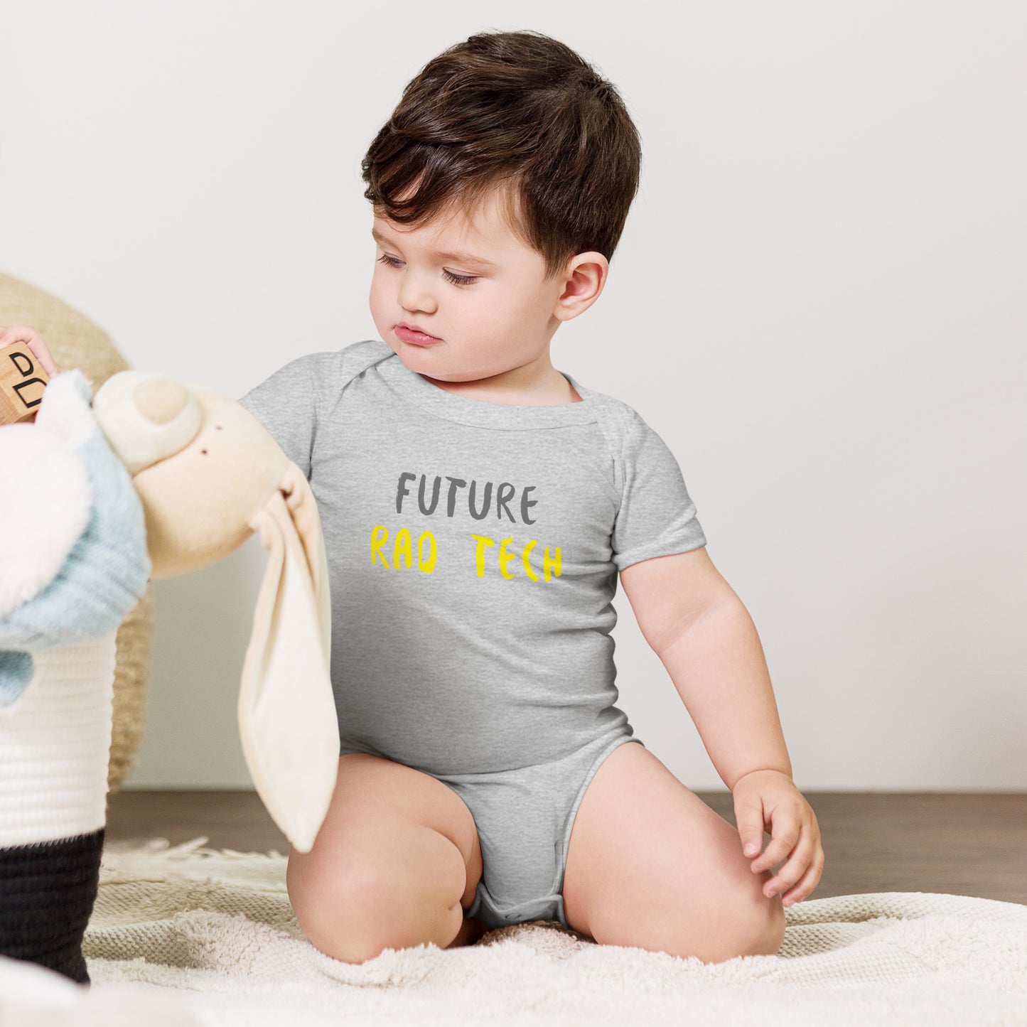 Future Rad Tech- Grey Yellow Baby short sleeve one piece