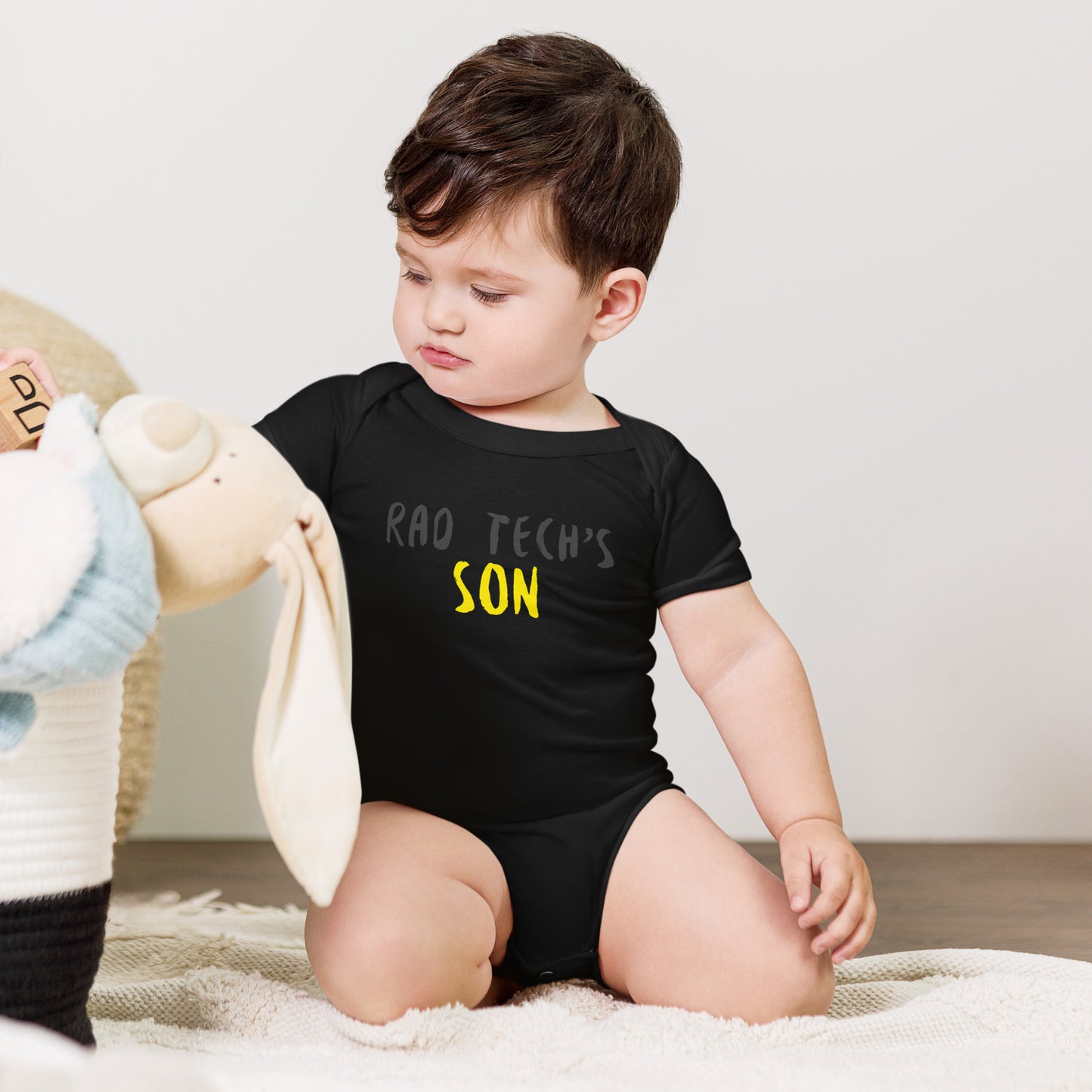 Rad Tech Son - Grey/Yellow Baby short sleeve one piece