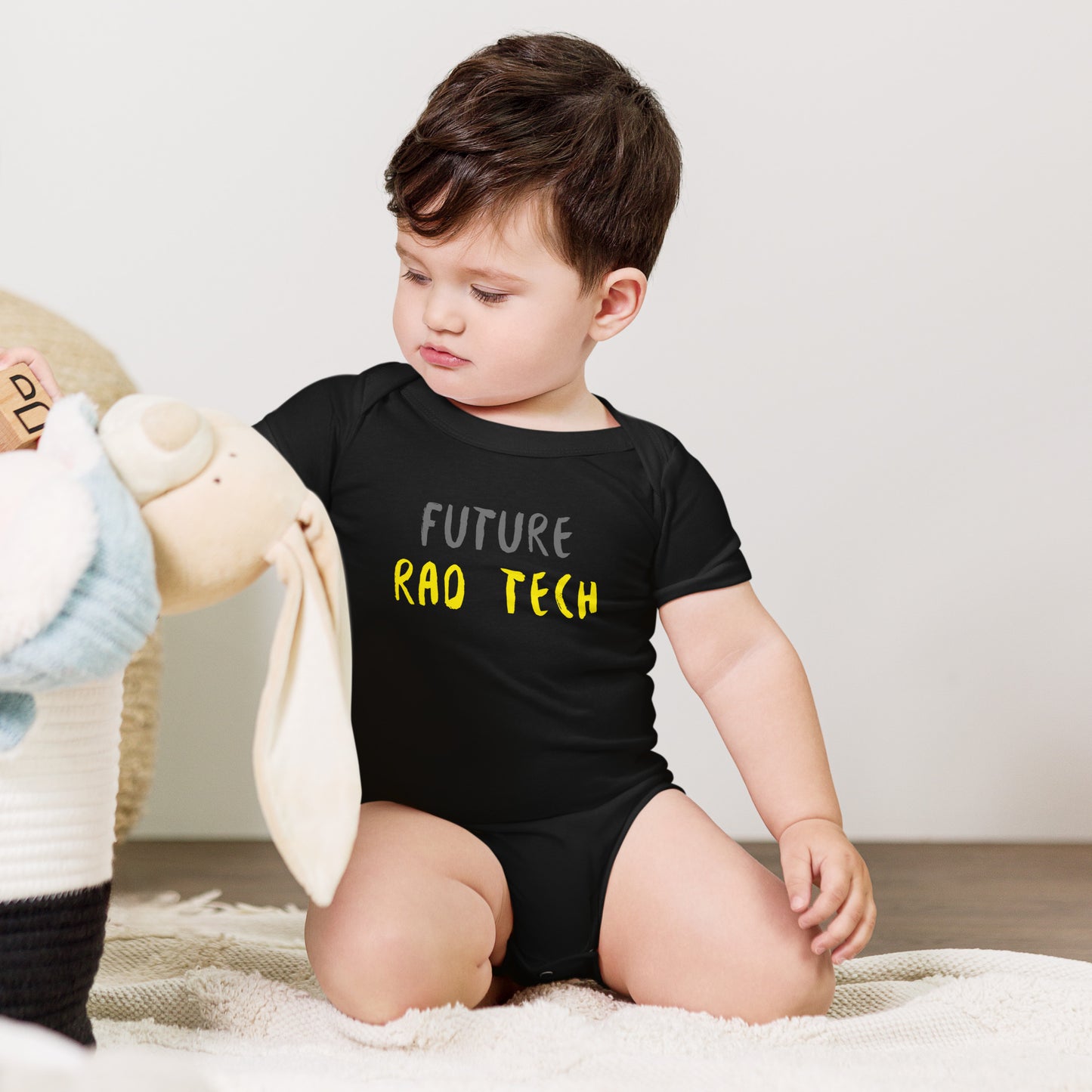 Future Rad Tech- Grey Yellow Baby short sleeve one piece