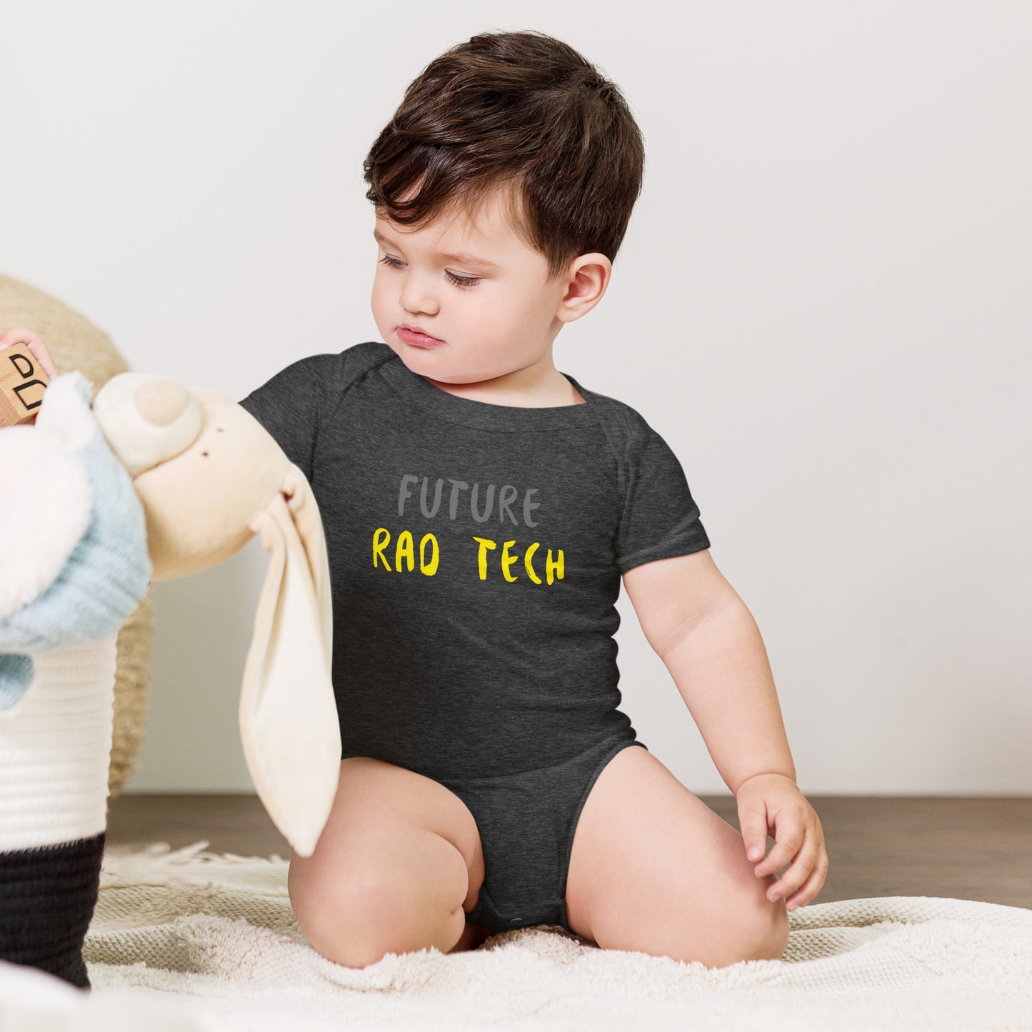 Future Rad Tech- Grey Yellow Baby short sleeve one piece