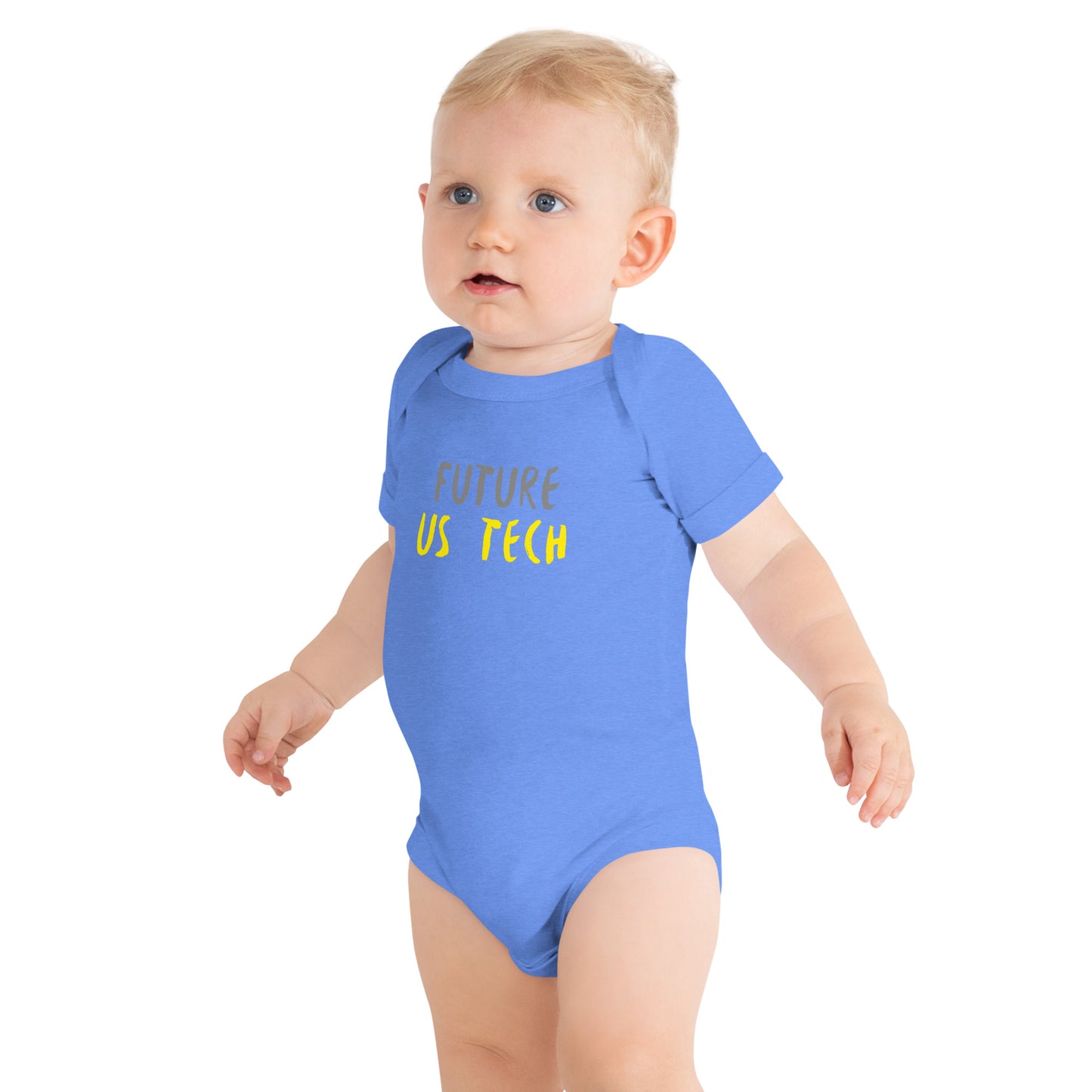 Future Ultrasound Tech - Grey/Yellow - Baby short sleeve one piece