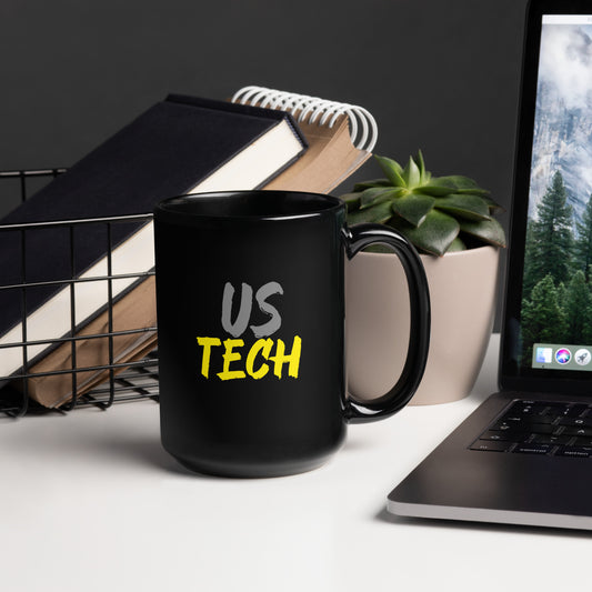 Ultrasound Tech Black Glossy Mug - Grey/Yellow 15 oz