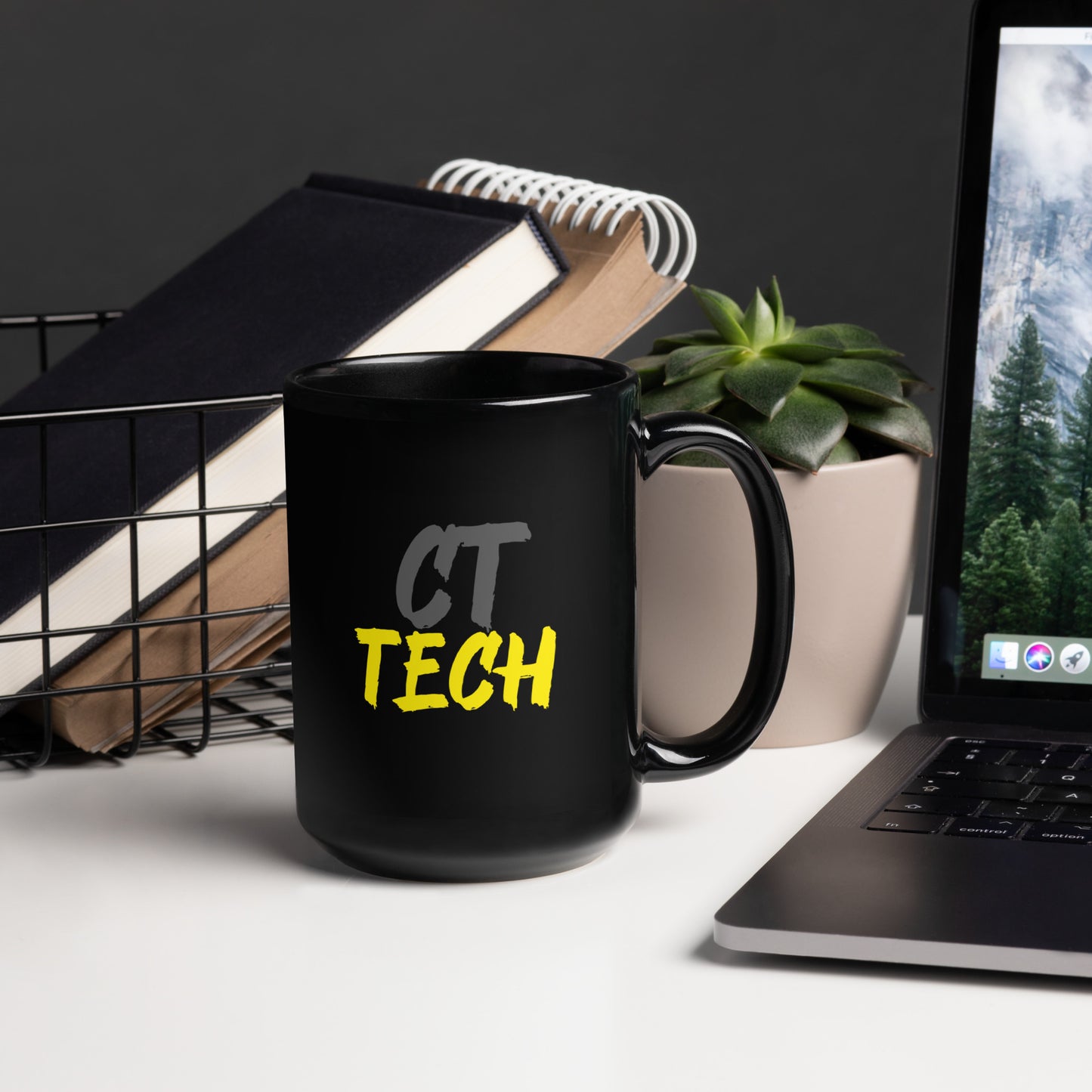 CT Tech - Grey/Yellow Black Glossy Mug 15 oz